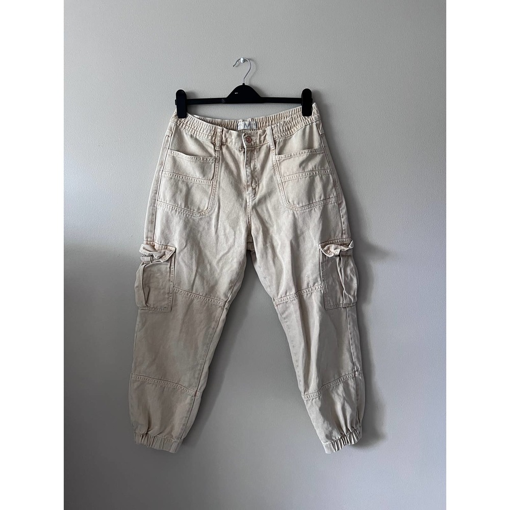 Free People Womens Platoon Pants Cargo denim joggers Trousers Beige